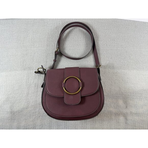Burgundy Mauve Brass HW Vegan Hobo Crossbody Purse 10x9x3 DisneyBound Bag - Picture 1 of 11